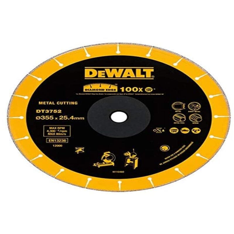 foto del prodotto dewalt disco diamantato per troncatrice per metalli, dt3752 qz