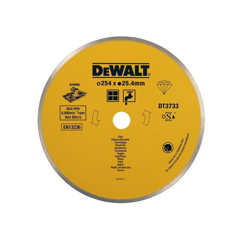 foto del prodotto dewalt disque pour scie carrelage 250x25,4mm en c ramique dt3733 xj