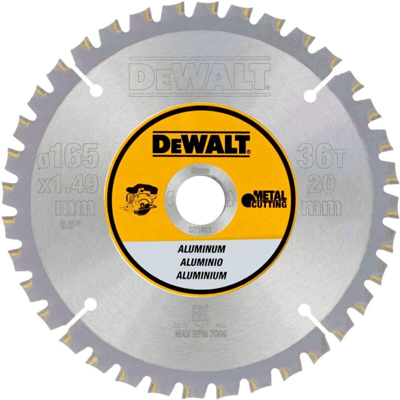 foto del prodotto dewalt dt1911 qz lama sega circolare 165x20 mm metallo