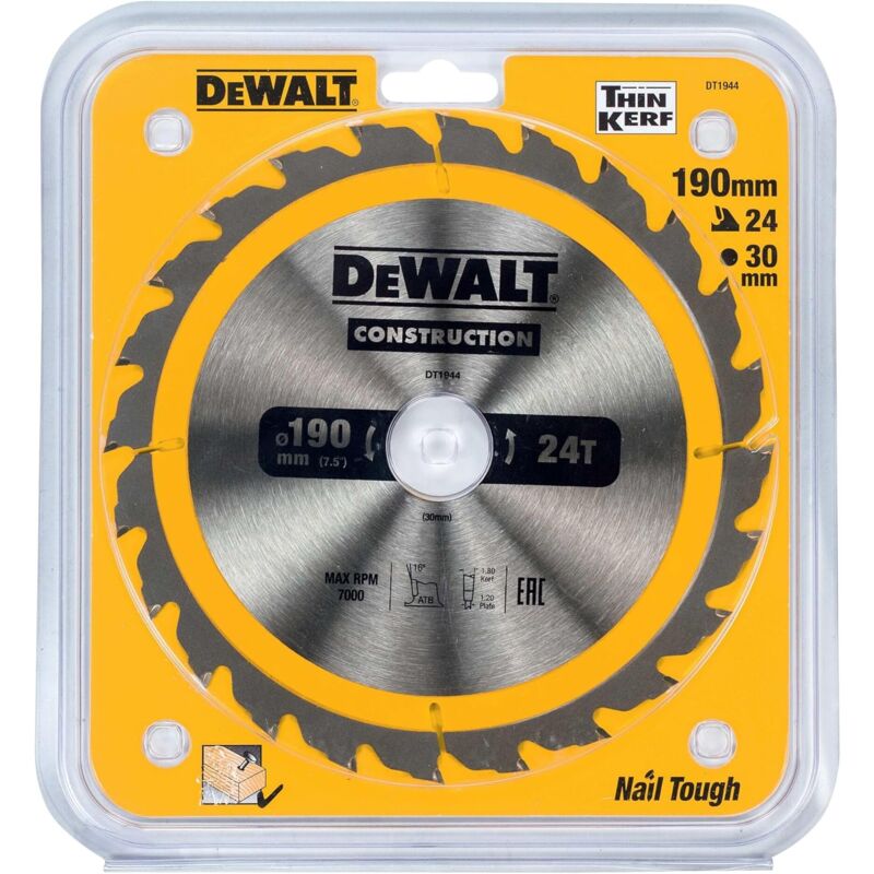 foto del prodotto dewalt dt1944 qz lama sega circolare 190x30mm 24t legno chiodato