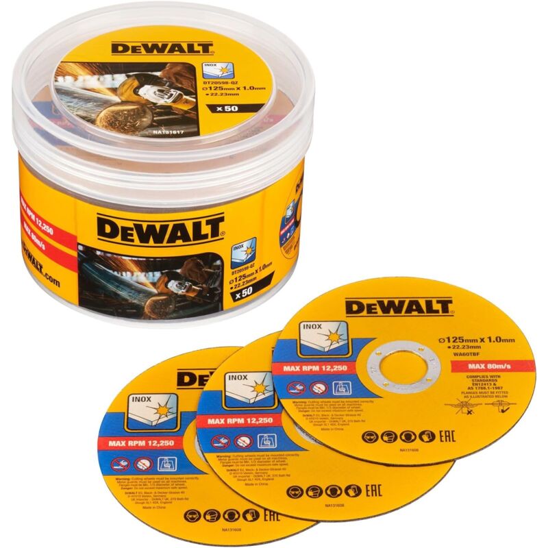 foto del prodotto dewalt dt20598 qz dischi taglio smerigliatrice 125x1mm inox 50pz acciaio