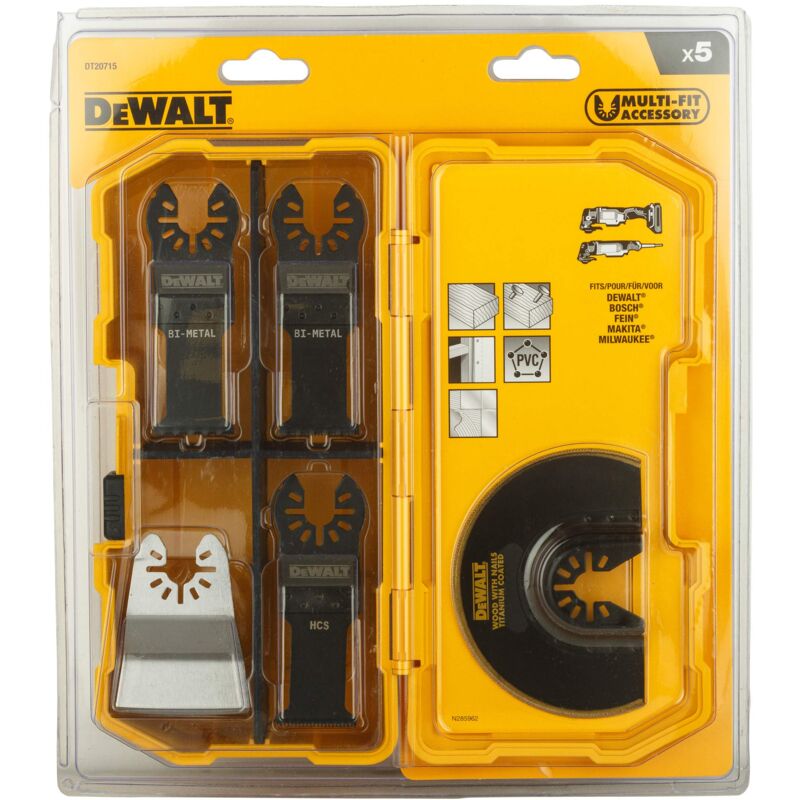 foto del prodotto dewalt dt20715, qz, conjunto de accesorios de 5 hojas de sierra