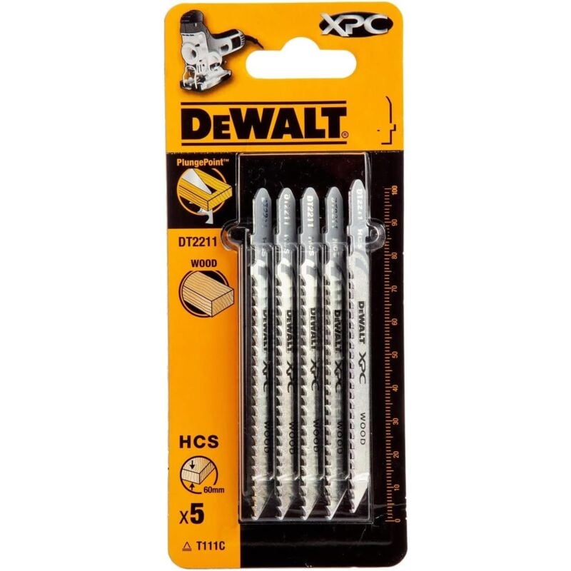 foto del prodotto dewalt dt2211 qz kit 5 lame seghetto alternativo hcs legno