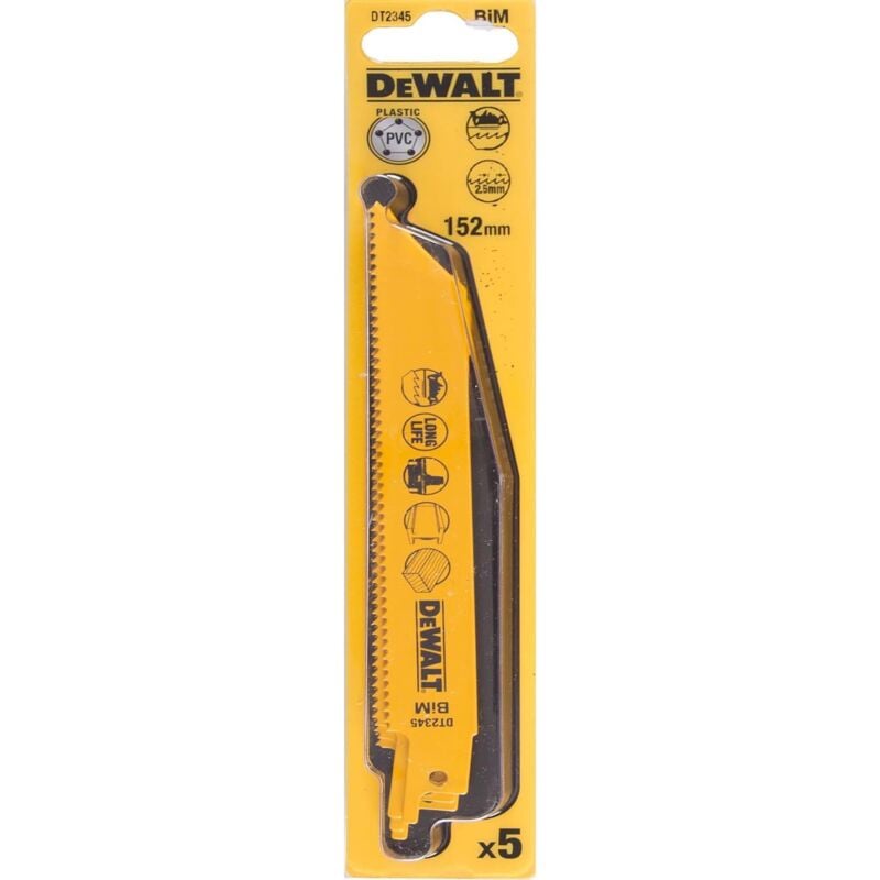 foto del prodotto dewalt dt2345 qz lama sega diritta bim 152 mm 10 tpi metallo 5 pezzi