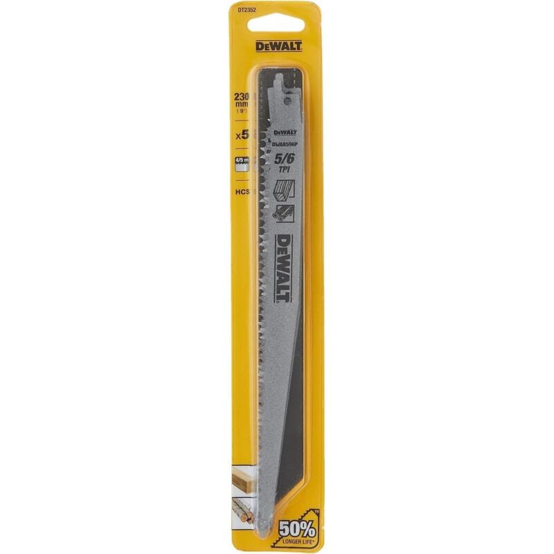 foto del prodotto dewalt dt2352 qz lama sega diritta hcs 230 mm 5 pezzi legno