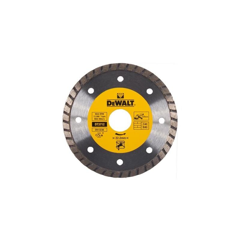 foto del prodotto dewalt dt3712 qz disco diamantato de 12,5 cm disco diamantato con cerchio turbo