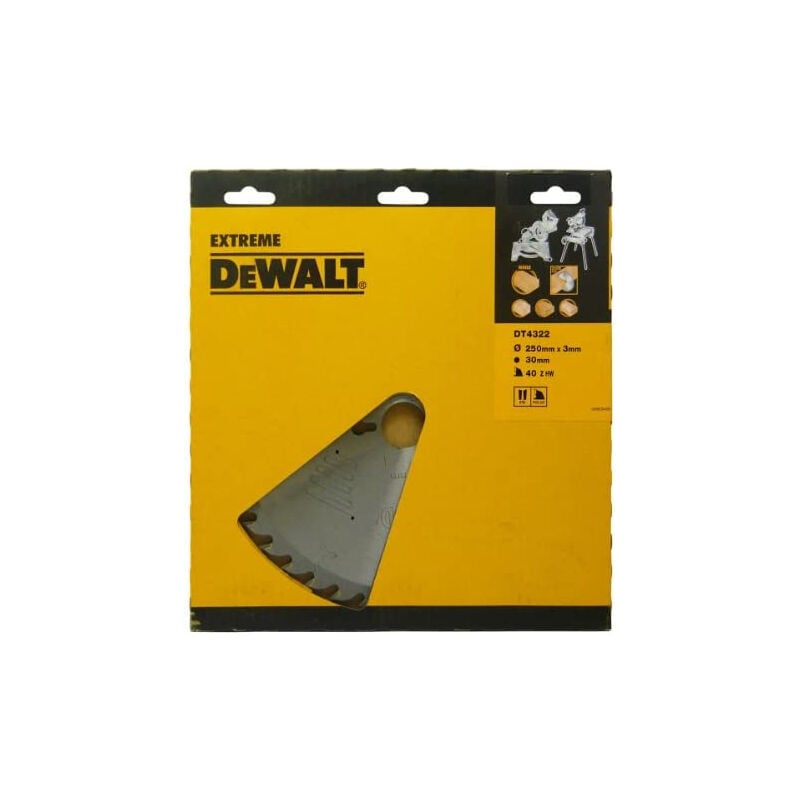 foto del prodotto dewalt - dt4322 ø250 lama fissa per tutti gli usi - foro 30 - 40 denti positivo - dt4322