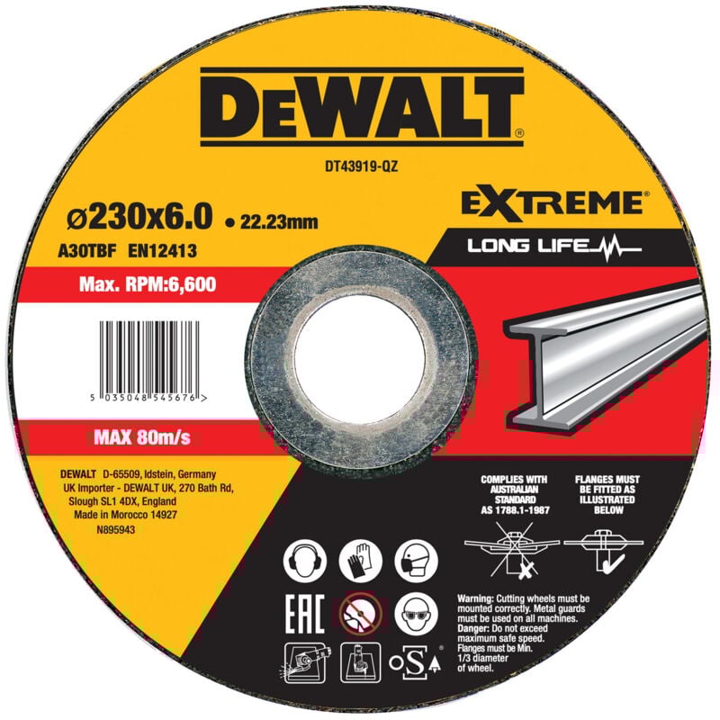 foto del prodotto dewalt dt43919 qz, disco abrasivo de per smerigliatrice angolare, ideale per smerigliare metalli e materiali duri, elevata durata, colore grigio