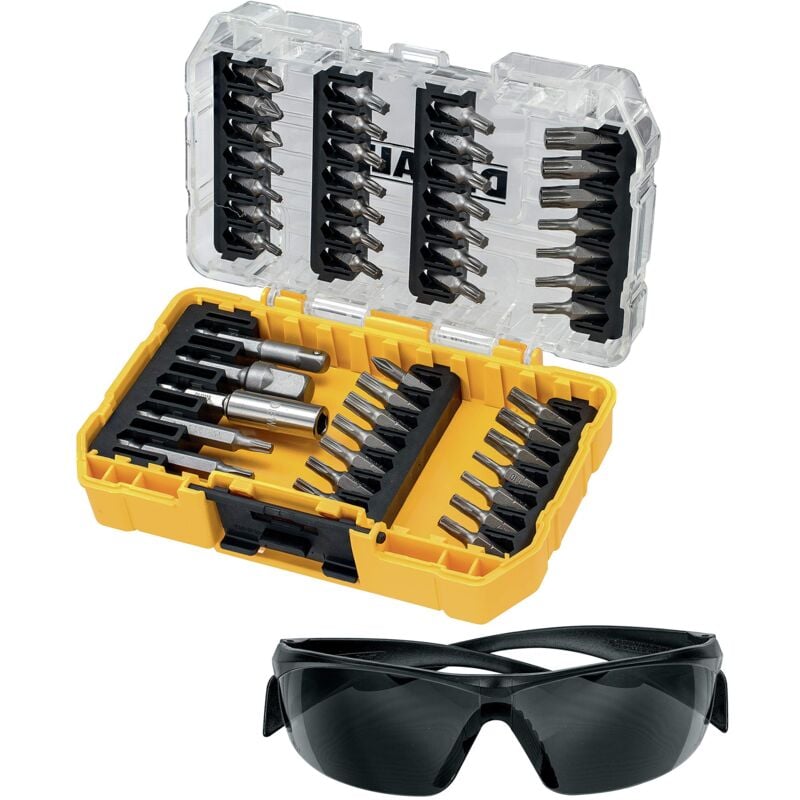 foto del prodotto dewalt dt70704 qz set di 47 punte per avvitatore, con occhiali di sicurezza, con scatola portaoggetti