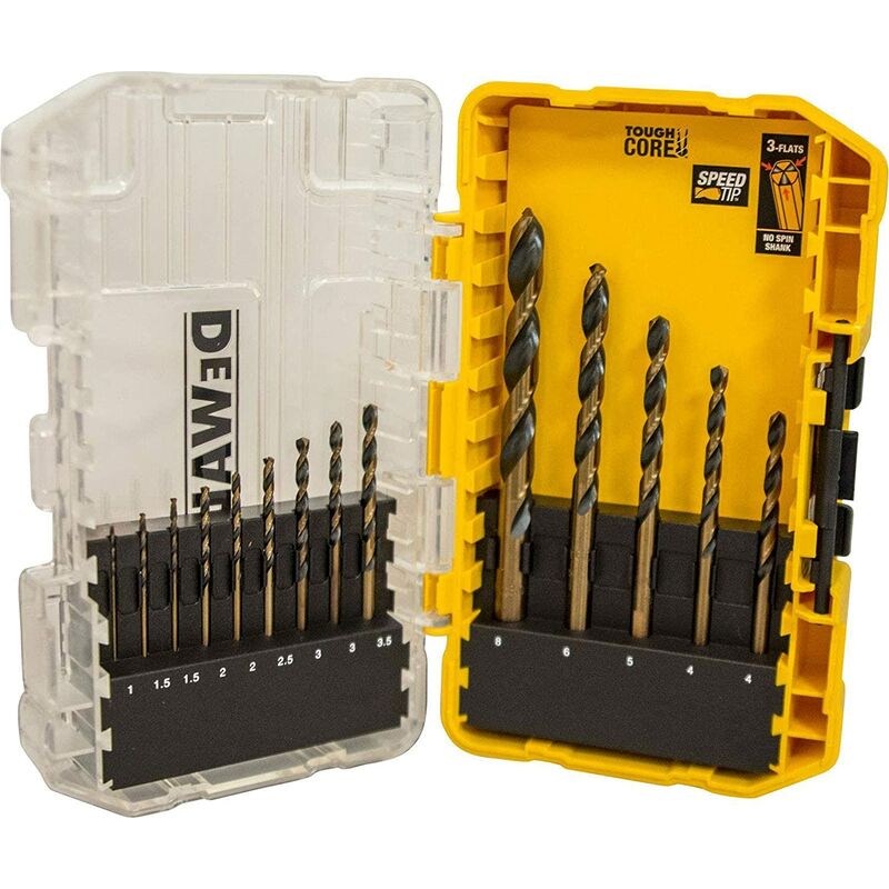 foto del prodotto dewalt dt70727 qz set di punte da trapano in metallo 14 pezzi hss g nero e dorato