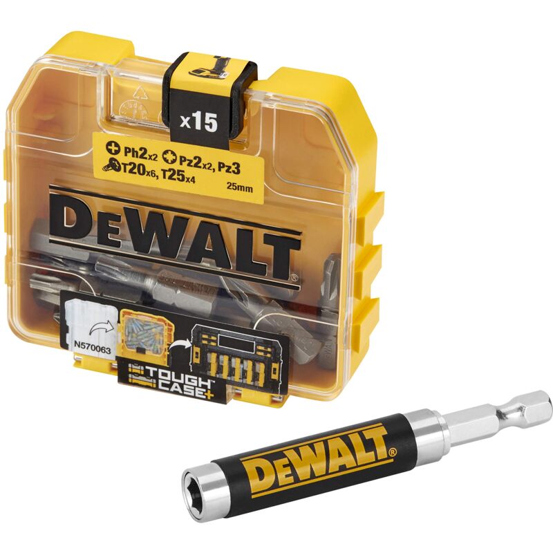 foto del prodotto dewalt dt71573 qz set di accessori toughcase punte di avvitamento ph2 x2, pz2 x2, pz3, t20 x6, t25 x4 per trapano a vite