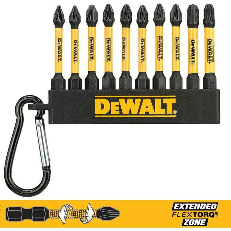 foto del prodotto dewalt dt7276 qz portachiavi 10 punte cacciavite flextorq 57 mm