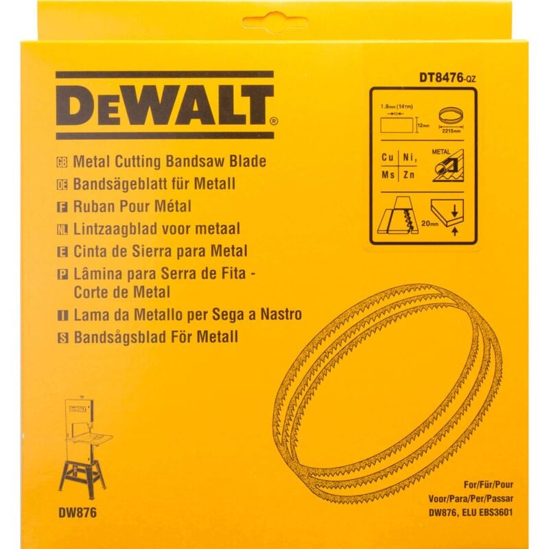 foto del prodotto dewalt dt8476 qz lama per sega a nastro 2215 x 12 x 1.8 mm per metalli non ferrosi acciaio spesso. 