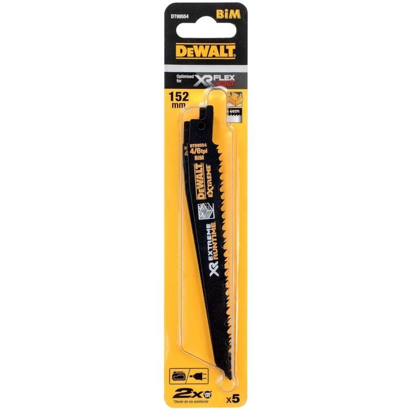 foto del prodotto dewalt dt99554 qz lama sega diritta 152mm 4 6tpi 5 pezzi legno