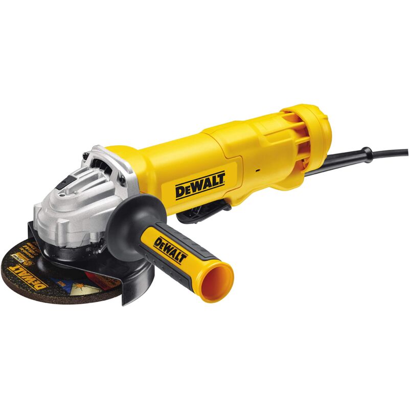 foto del prodotto dewalt dwe4233 qs mini amoladora 125mm 1.400w 11.500 rpm con interruptor hombre muerto