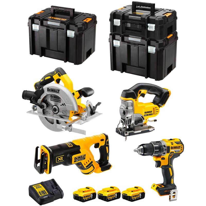 foto del prodotto dewalt kit dck421p3t dcd791 dcs570 dcs331 dcs367 3 x 5,0 ah dcb115 tstak ii 2 x tstak vi 