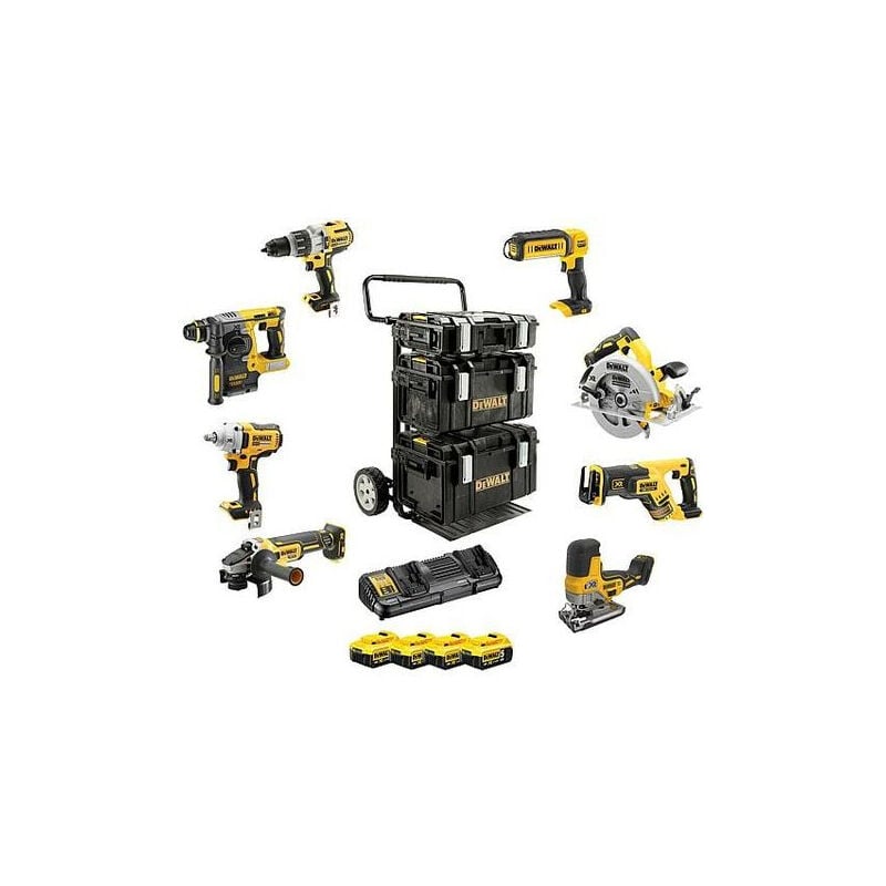 foto del prodotto dewalt kit di utensili 18v xr brushless premium 4 batterie li ion da 5ah dck856p4