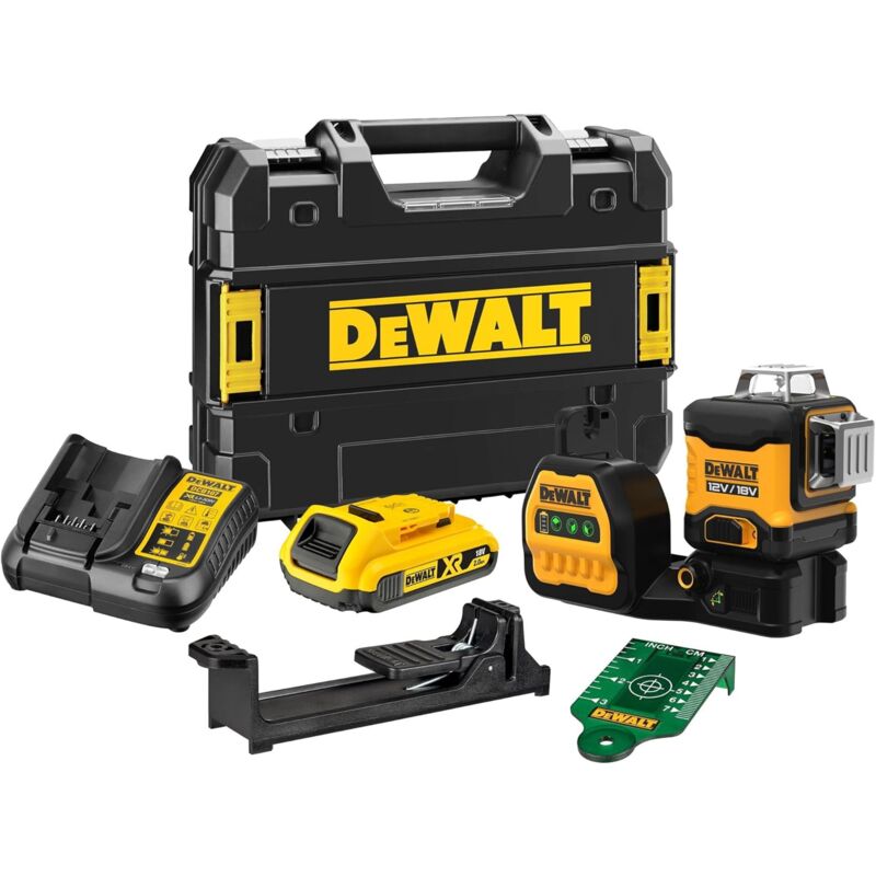 foto del prodotto dewalt laser 3 linee 360 xr litio 10.8v 2.0ah raggio verde dce089d1g