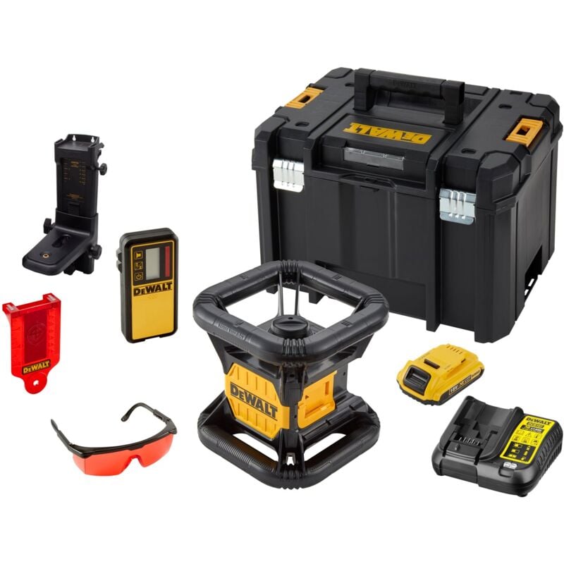 foto del prodotto dewalt laser rotante completamente automatico dce074d1r, 18 v rosso, 1x 2,0 ah e caricabatterie