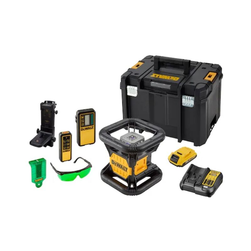 foto del prodotto dewalt livella laser rotante per esterni a doppia pendenza linee verdi 18v dce079d1g