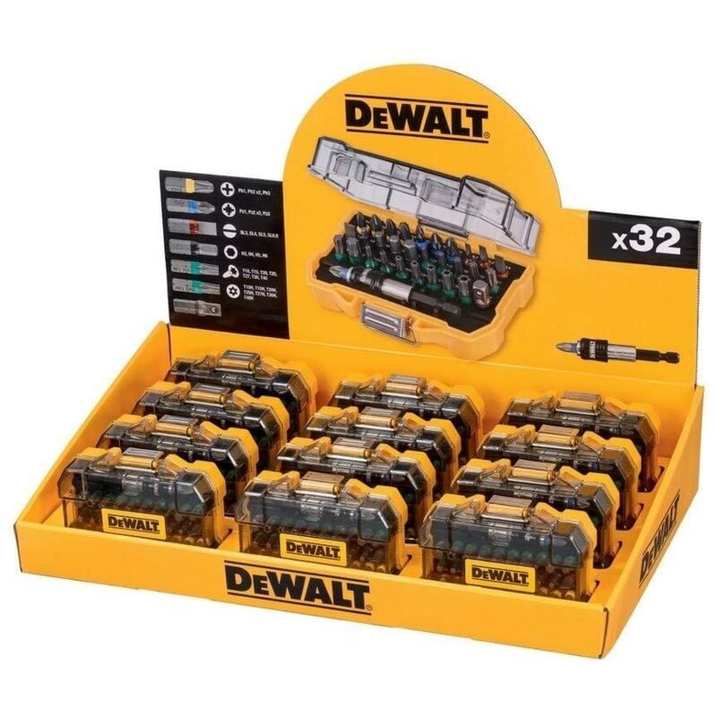 foto del prodotto dewalt merchandiser con 12 set dt7969m qz 32 bit, pz, pz, ph, pl, torx, lama esagonale torx e adattatore, multicolore