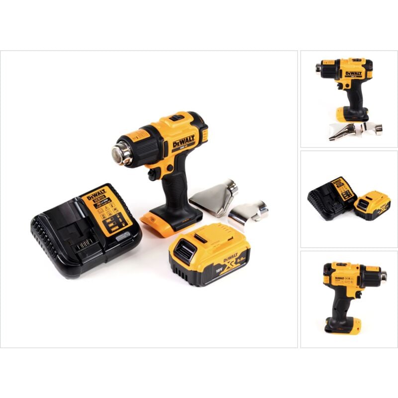 foto del prodotto dewalt pistola ad aria calda a batteria dce 530 p1 18v 530c 1x batteria 5,0ah 1x caricabatterie riflettore di superficie e riflettore