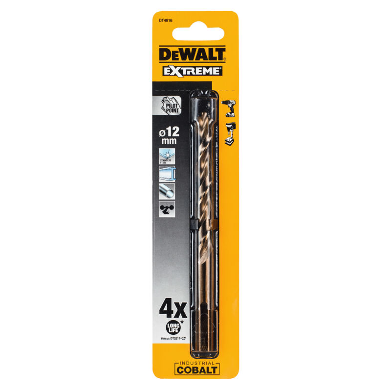 foto del prodotto dewalt punte metallo diametro 12mm hss cobalto dt4916 qz