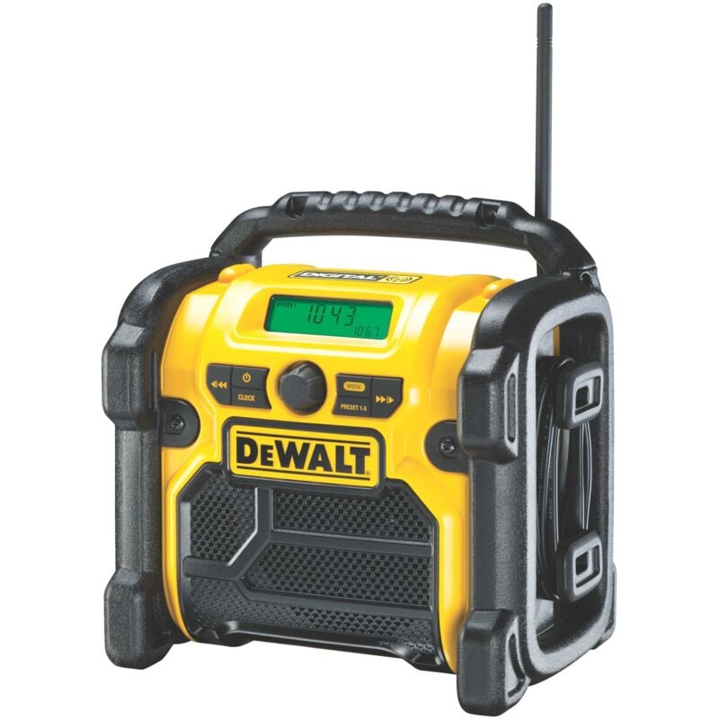 foto del prodotto dewalt radio compatta xr li ion con dab dcr020 senza batteria senza caricatore in confezione