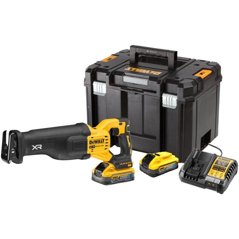 foto del prodotto dewalt sega a batteria 18v dcs386h2t, 2x 5,0 ah powerstack e caricatore in tstak