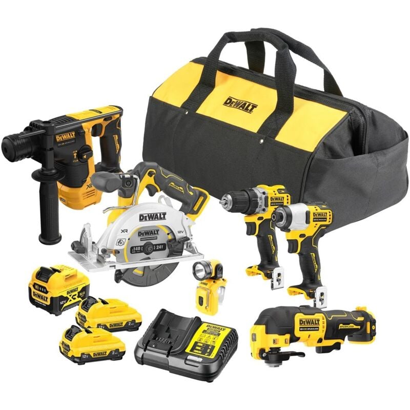 foto del prodotto dewalt set combinato 6 pezzi starter set 12v con 1 batteria 5.0ah 2x 2.0ah caricabatterie borsa di trasporto dck611p1d2 qw