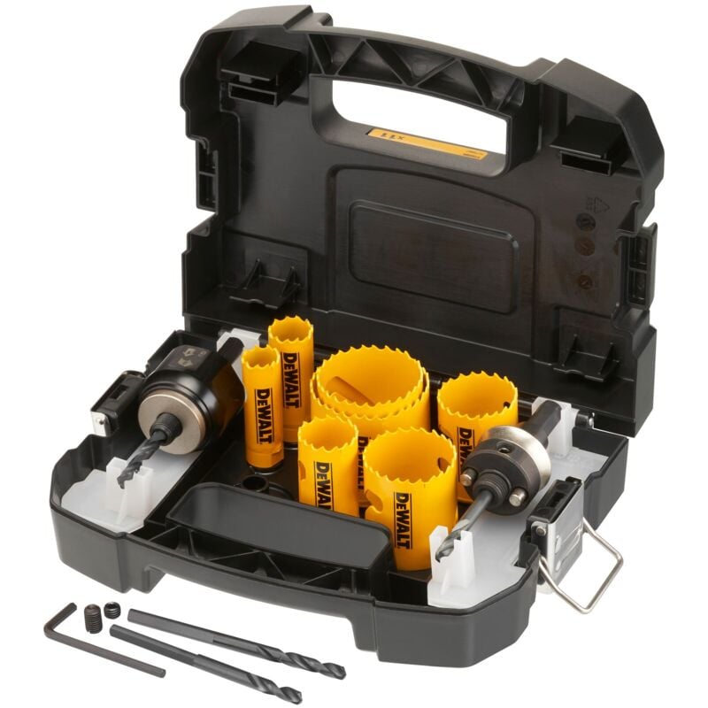 foto del prodotto dewalt set di seghe a tazza bi metal extreme, set sanitario in valigetta 11 pezzi.