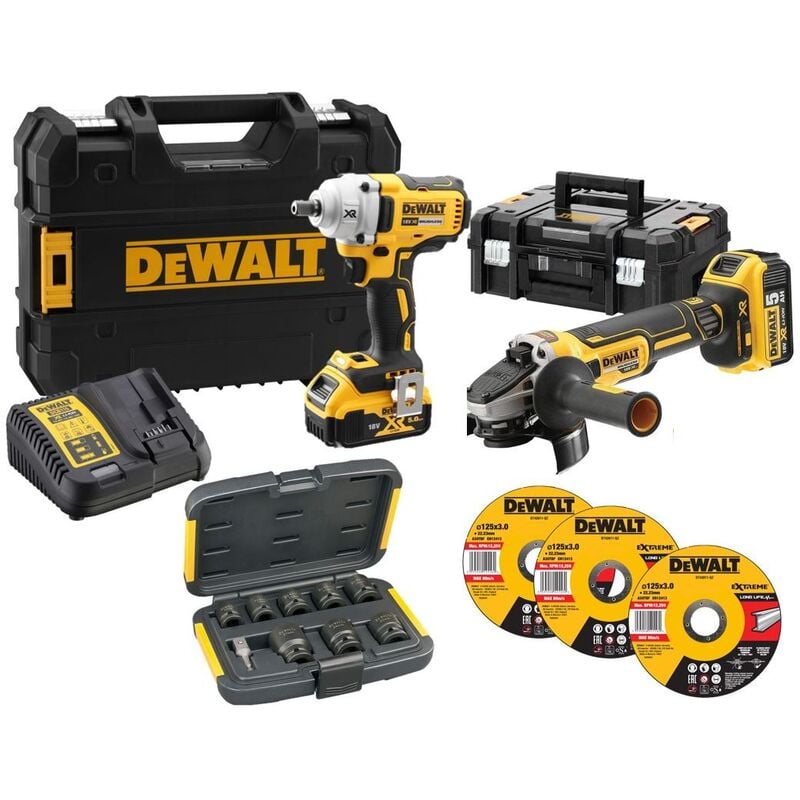 foto del prodotto dewalt set smerigliatrice angolare avvitatore senza fili dcg405p2set 
