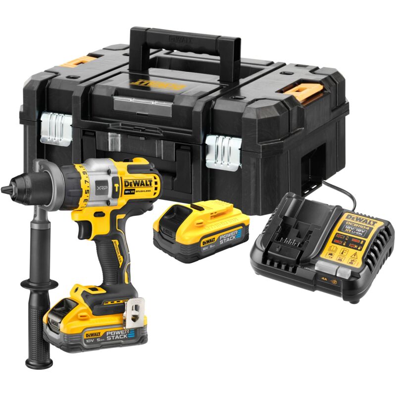 foto del prodotto dewalt trapano a percussione a batteria 18v, xrp dcd999h2t, 2x 5,0 ah powerstack caricabatterie