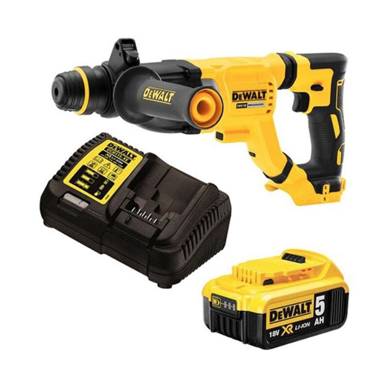 foto del prodotto dewalt trapano a percussione sds plus xr 18v 5ah li ion 3 joule 28 mm in scatola con batteria e caricabatterie dch263p1 qw