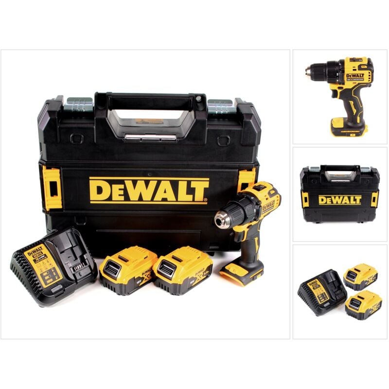 foto del prodotto dewalt trapano avvitatore a batteria dcd 708 p2t 18 v li ion brushless in confezione tstak 2 batterie da 5,0 ah caricabatterie
