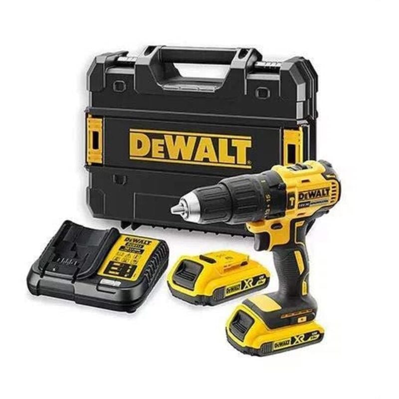 foto del prodotto dewalt trapano avvitatore xr 18v, 2 batterie 2.0ah, motore brushless, valigetta tstak inclusa, potente e versatile per uso professionale e