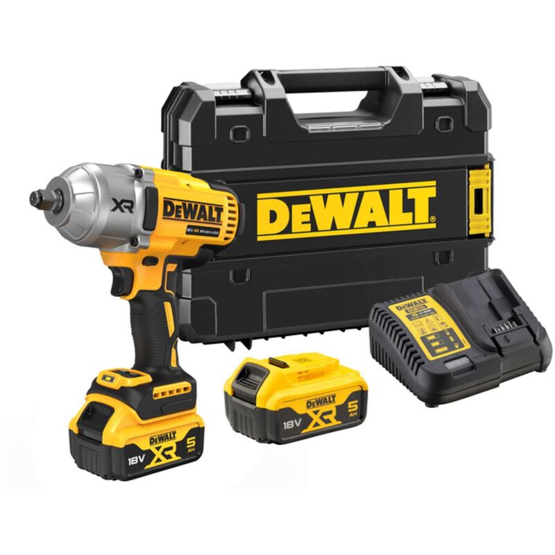 foto del prodotto dewalt utensili avvitatore a impulsi 18v a batteria, 2x batterie 5,0 ah xr, caricabatterie dcf900p2t