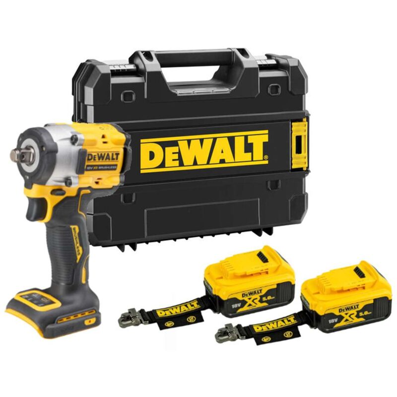 foto del prodotto dewalt utensili avvitatore a impulsi a batteria 18v, 2x batteria 5,0 ah lanyard ready, senza caricabatterie dcf921p2lrt xj