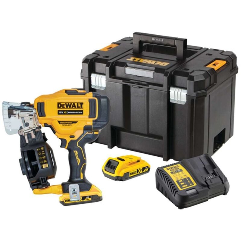 foto del prodotto dewalt utensili chiodatrice a batteria 18 v 19 45 mm, 2 batterie xr da 2,0 ah, caricabatterie dcn45rnd2