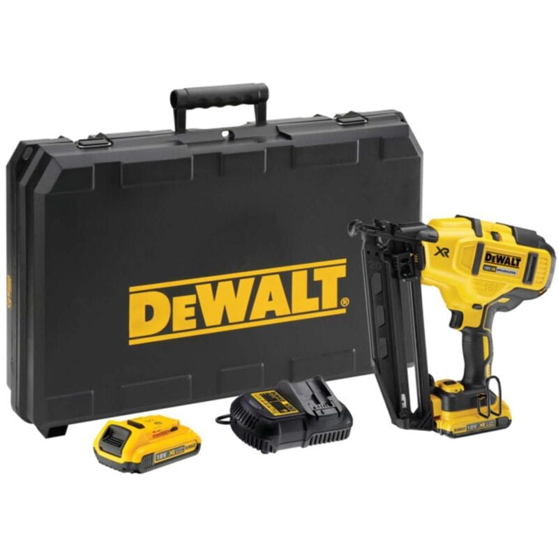 foto del prodotto dewalt utensili chiodatrice a batteria 18 v 32 63 mm, 2 batterie 2,0 ah li ion, caricabatterie dcn660d2