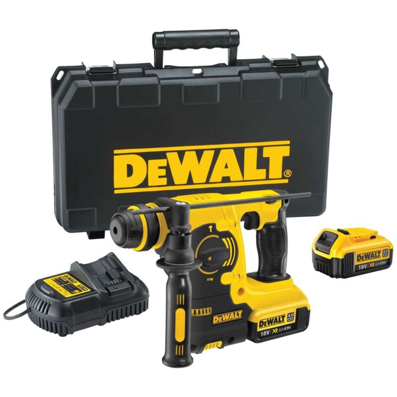 foto del prodotto dewalt utensili martello combinato a batteria 18v sds plus, 2x batterie 4,0 ah xr, caricabatterie dch253m2