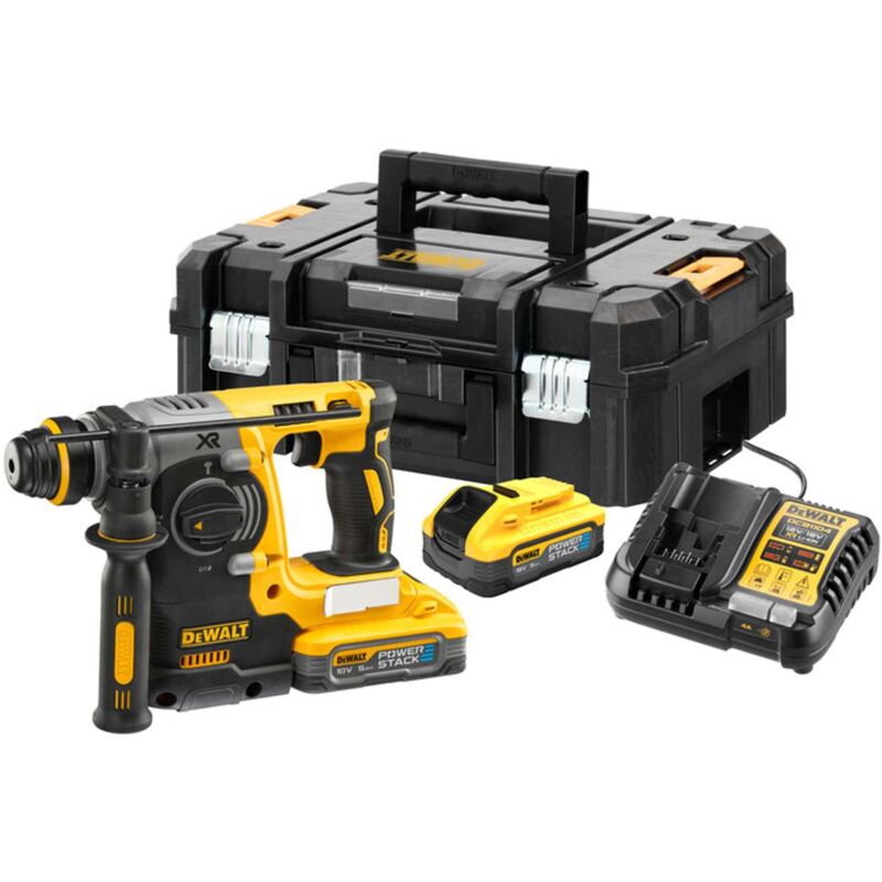 foto del prodotto dewalt utensili martello combinato a batteria 18v sds plus, 2x batterie 5,0 ah powerstack, caricabatterie dch273h2t