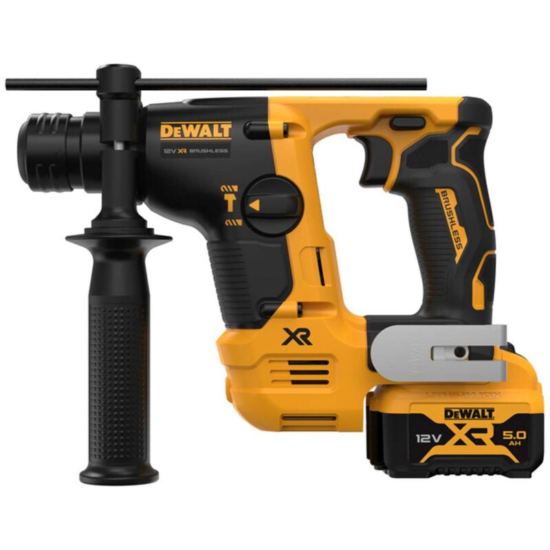 foto del prodotto dewalt utensili martello combinato sds plus batteria 12v, 2 batterie xr 5,0 ah, caricabatteria dch072p2