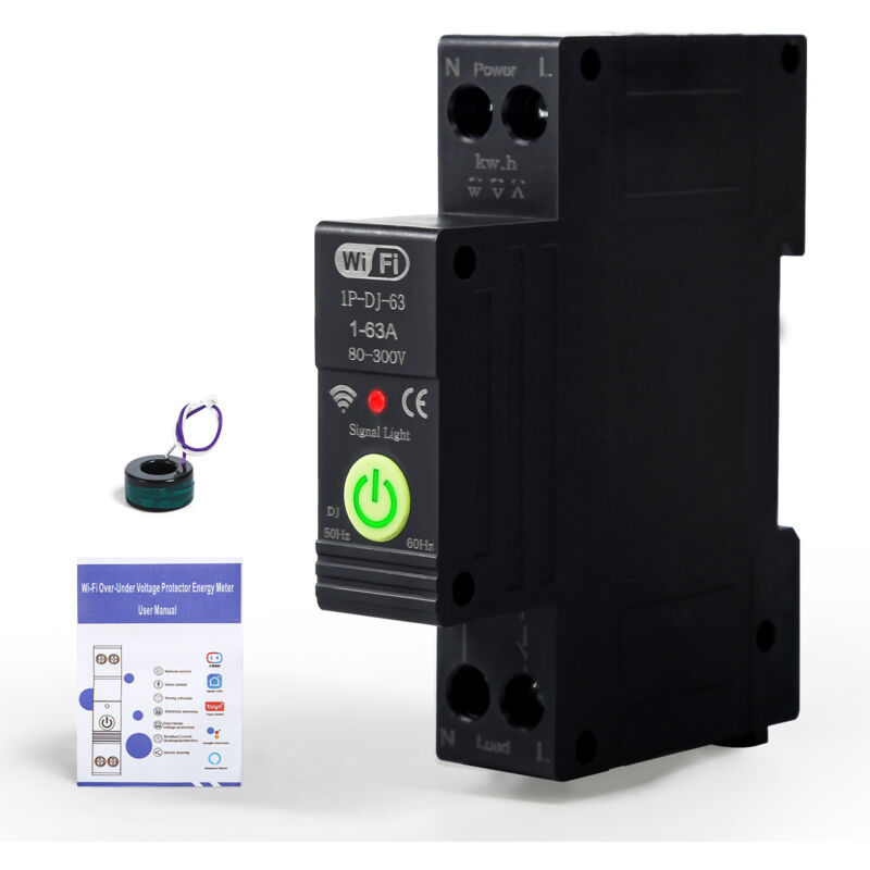 foto del prodotto dewin 1p 63a wifi smart circuit breaker contatore di energia misurazione timer rel interruttore di controllo remoto vocale
