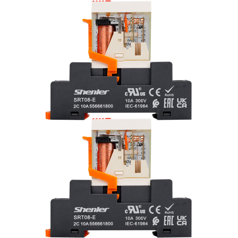 foto del prodotto dewin 2 set rft2co730lt rel intermedio su guida din rel di potenza elettromagnetico con base presa ac230v