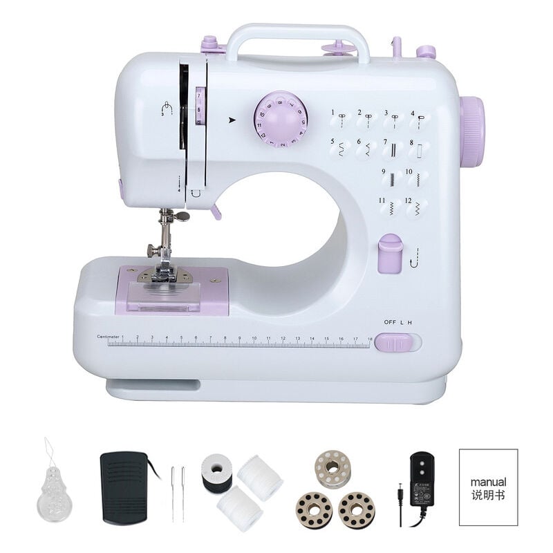 foto del prodotto dewin 505a macchina da cucire elettrica a 12 punti mini macchina da cucire a doppio filo per uso domestico eu 220v