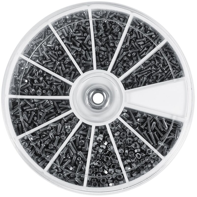 foto del prodotto dewin 600 pezzi 12 tipi di kit assortimento di dadi e viti piccole m1 m1.2 m1.4 m1.6 per orologi senza cornici