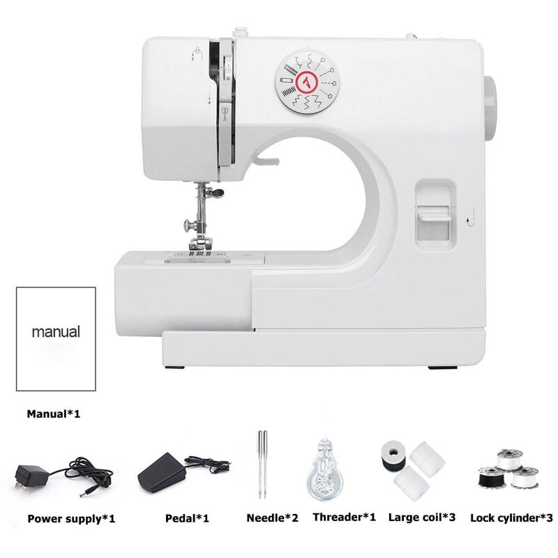foto del prodotto dewin 725 mini macchina da cucire domestica elettrica 12 punti macchina da cucire con pedale spina europea