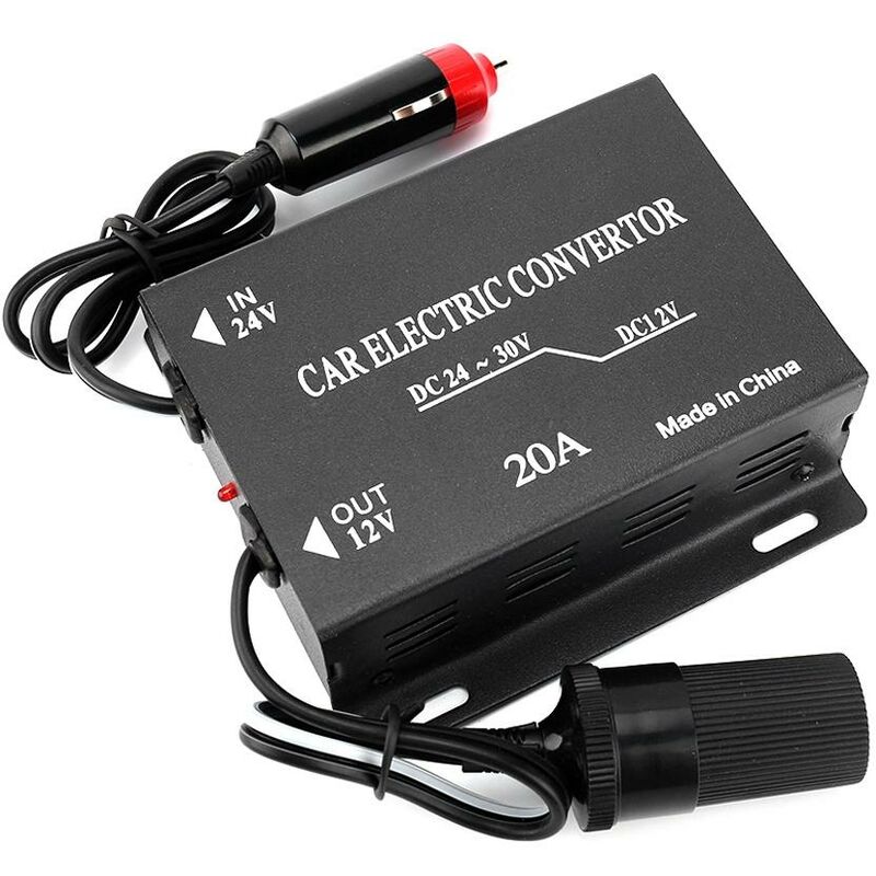 foto del prodotto dewin convertitore di alimentazione per auto 20a trasformatore abbassatore da 24 v a 12 v tipo accendisigari