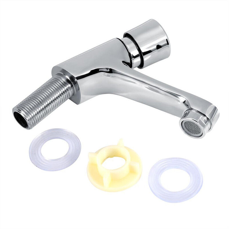 foto del prodotto dewin cucina pubblica bagno cromato chiusura automatica ritardo risparmio acqua rubinetto per lavabo rubinetto per lavabo